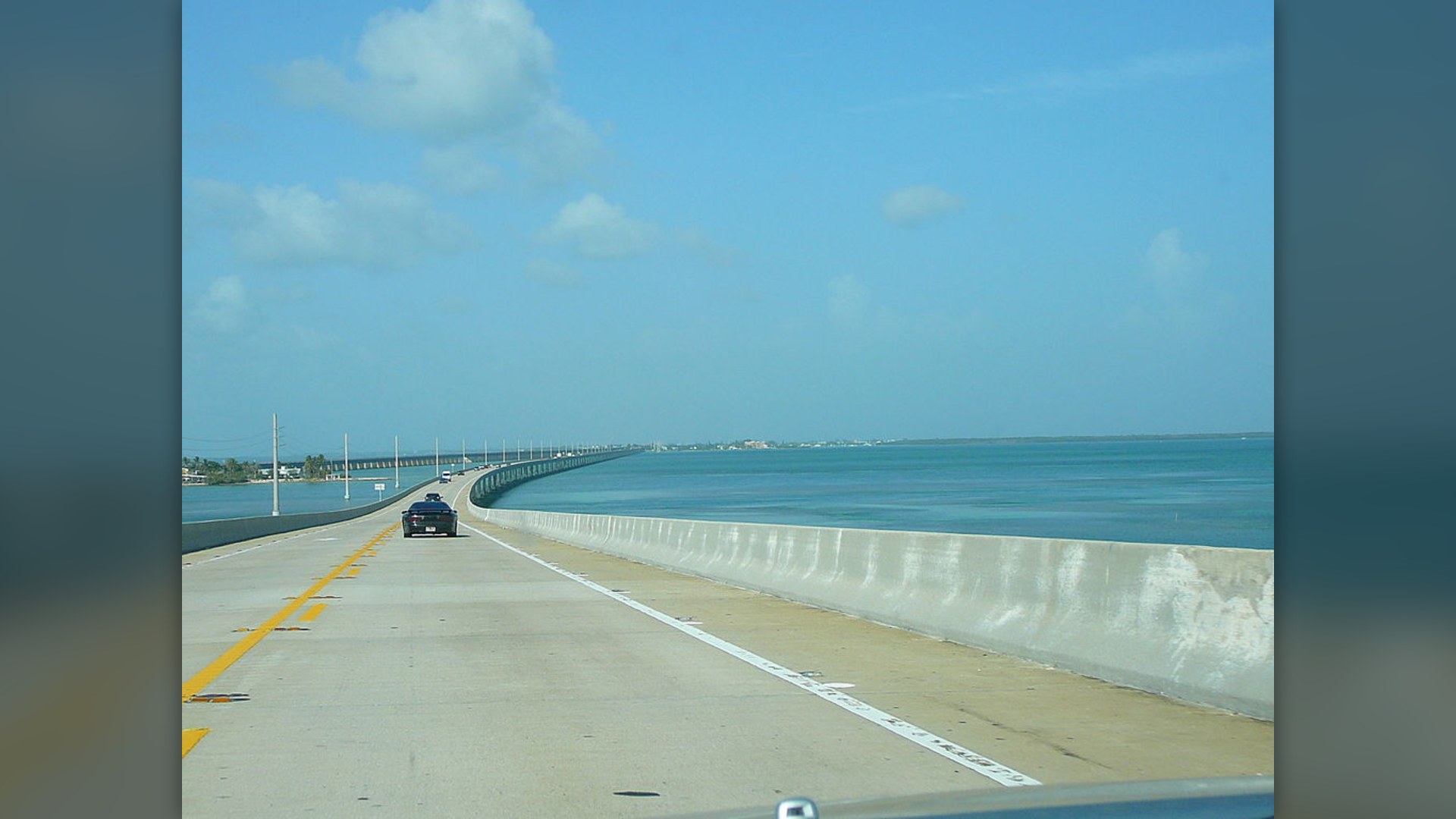 Seven Mile Bridge spanning blue water in Florida Keys