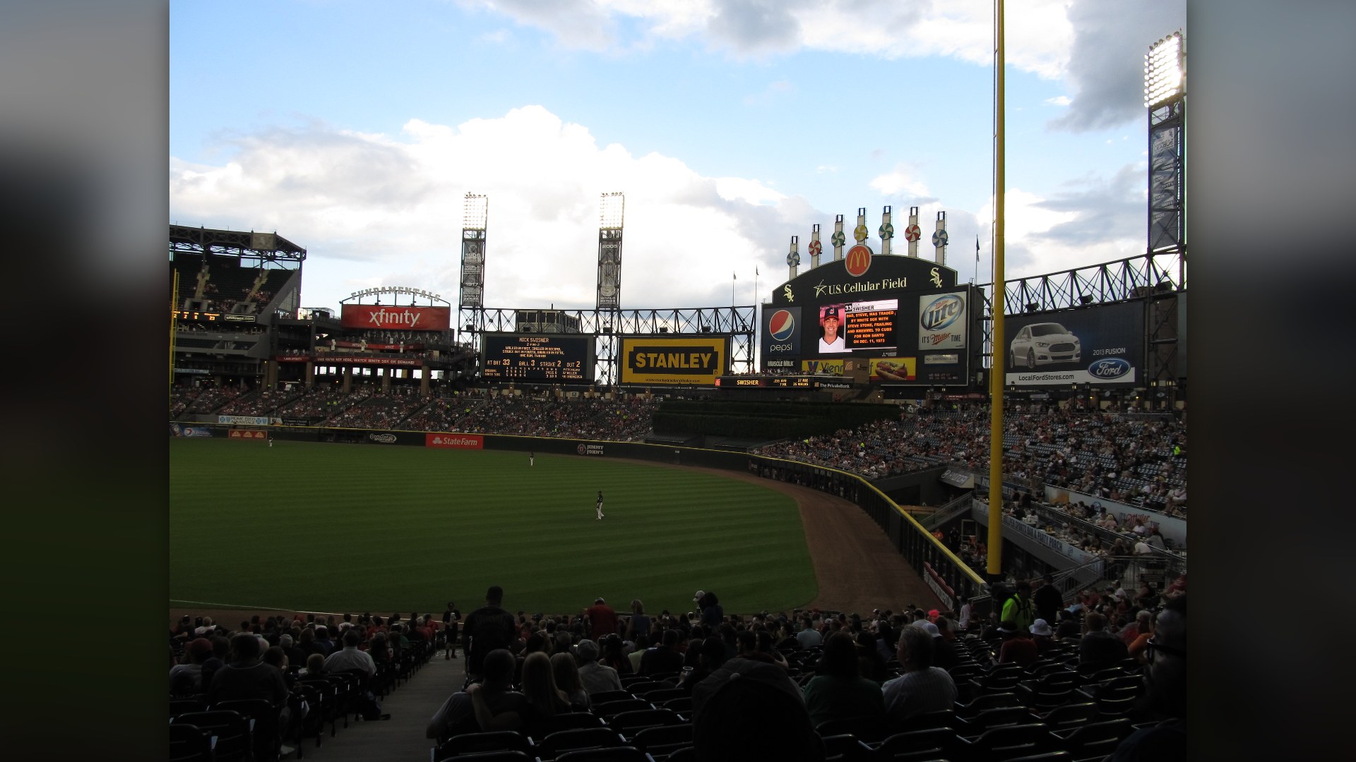 Chicago White Sox ballpark field during a game in Chicago, Illinois