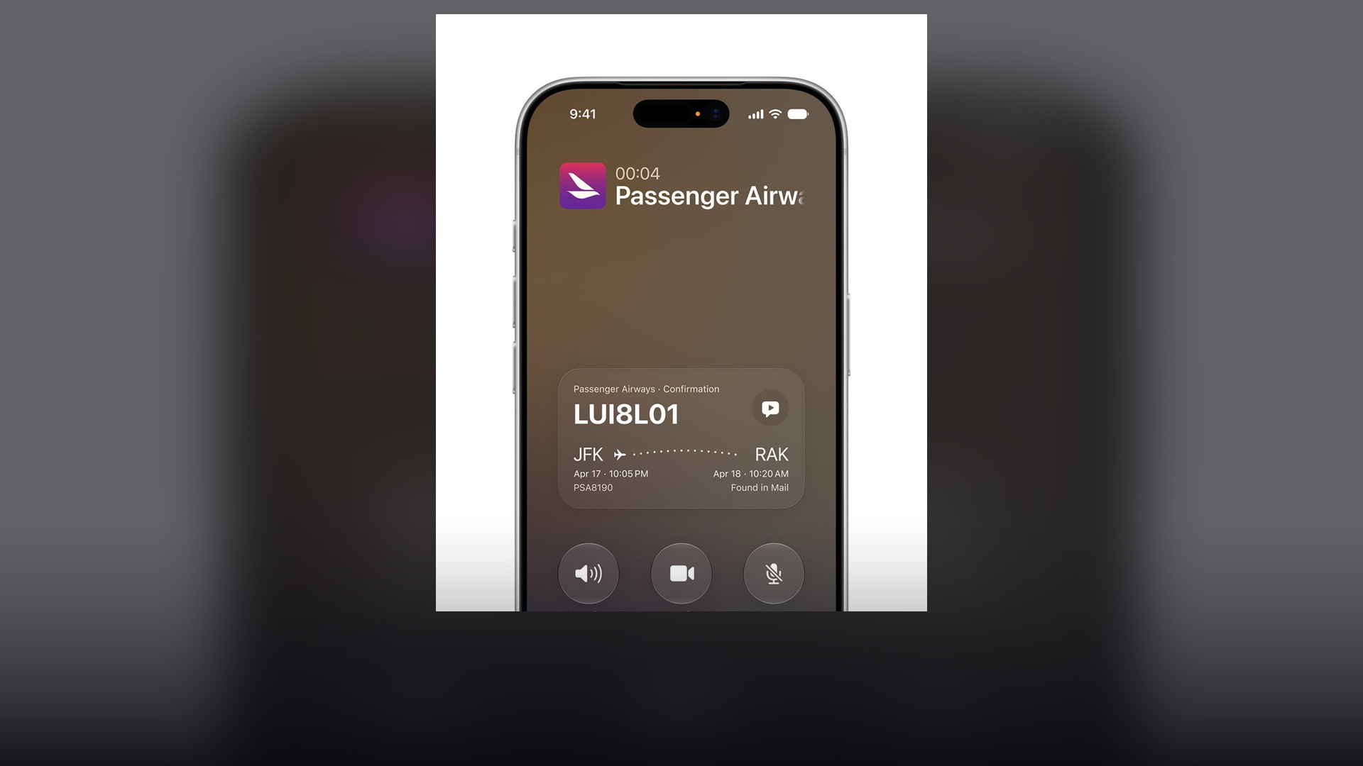 iPhone screen showing Call Context proactively surfacing airline reservation codes.