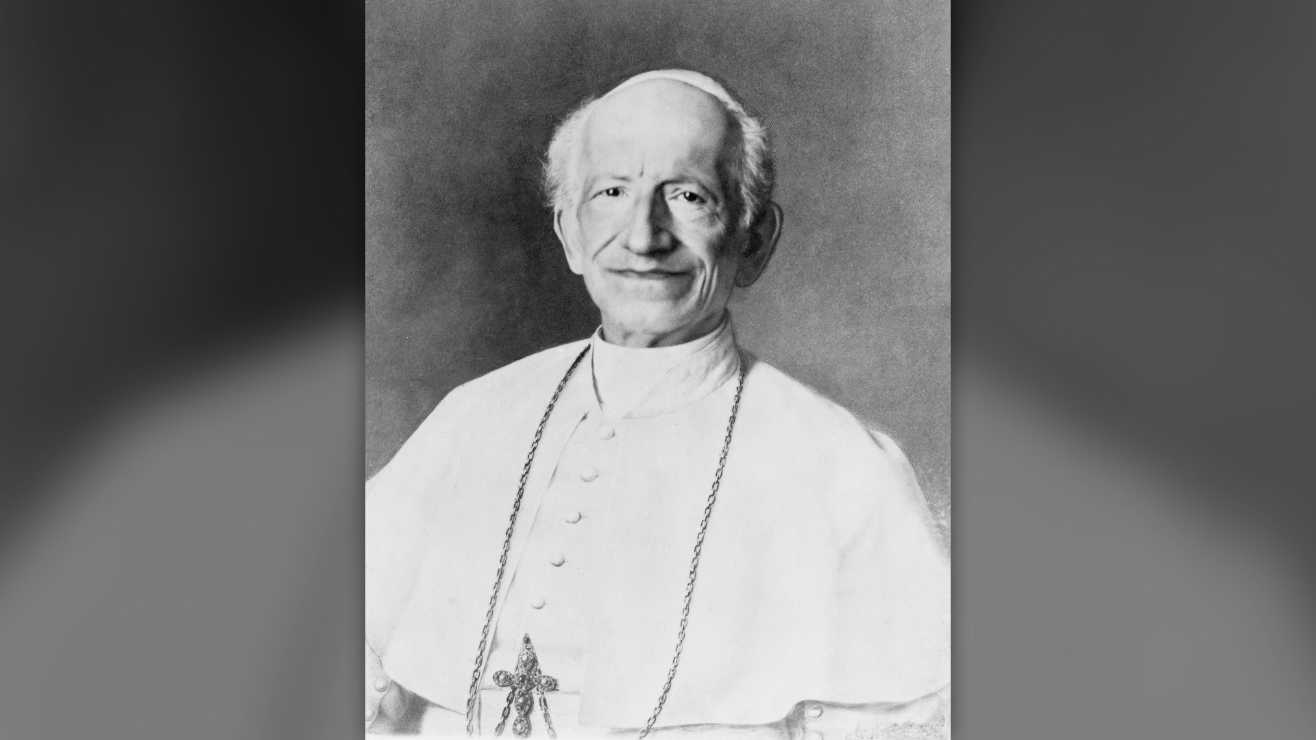 Historical 1898 photograph of Pope Leo XIII seated in papal vestments