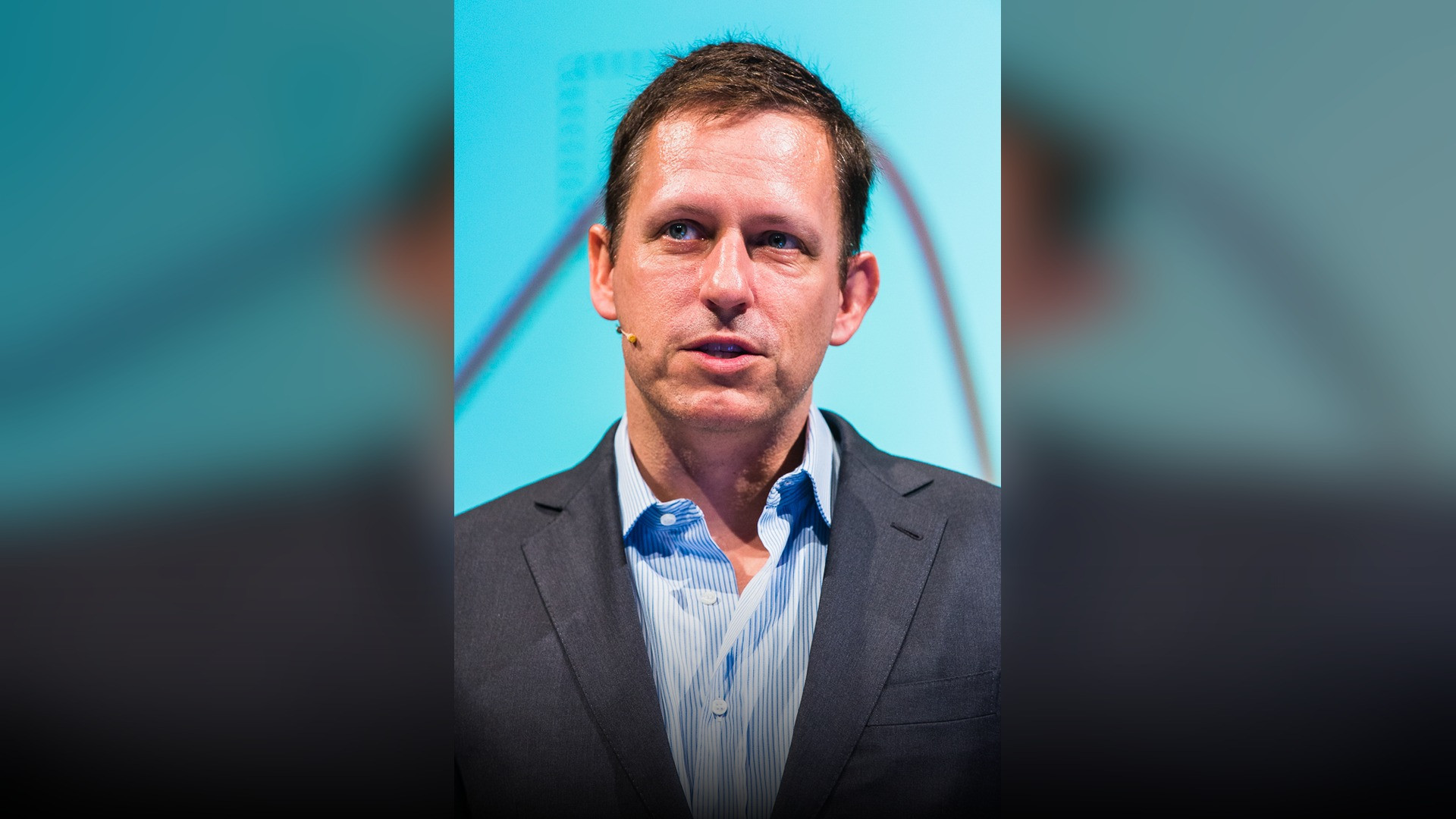 Peter Thiel delivering an address on technology and venture capital.