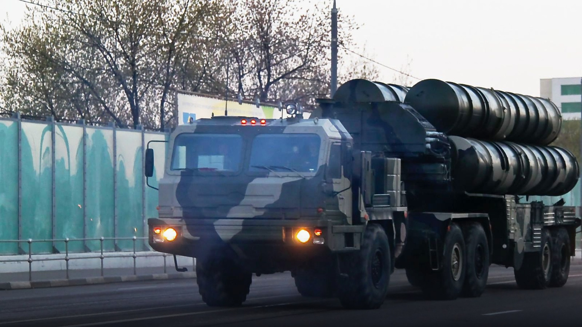 Russian S-400 Triumf transporter erector launcher vehicle in transit
