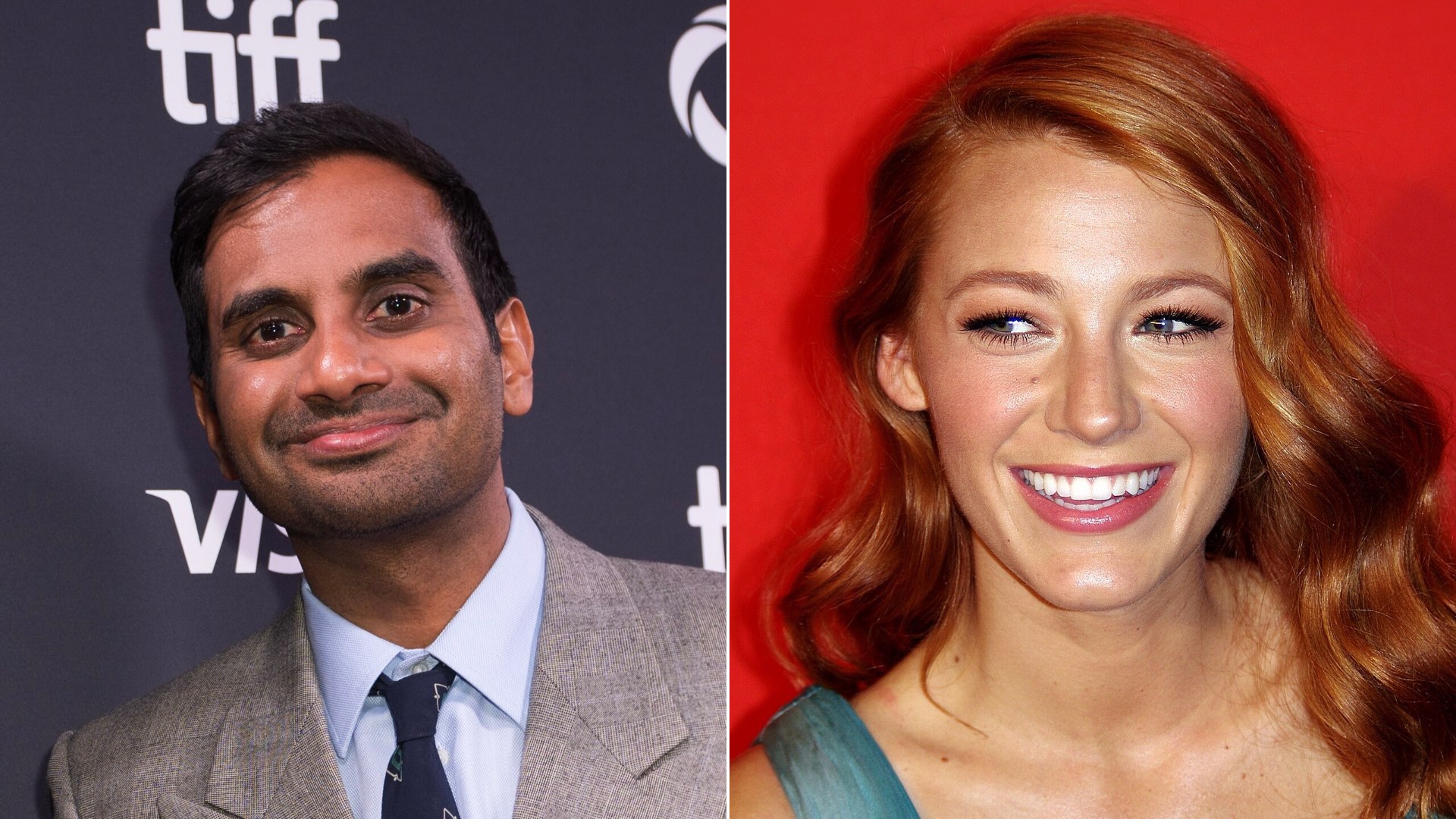 50/50 split of Aziz Ansari and Blake Lively
