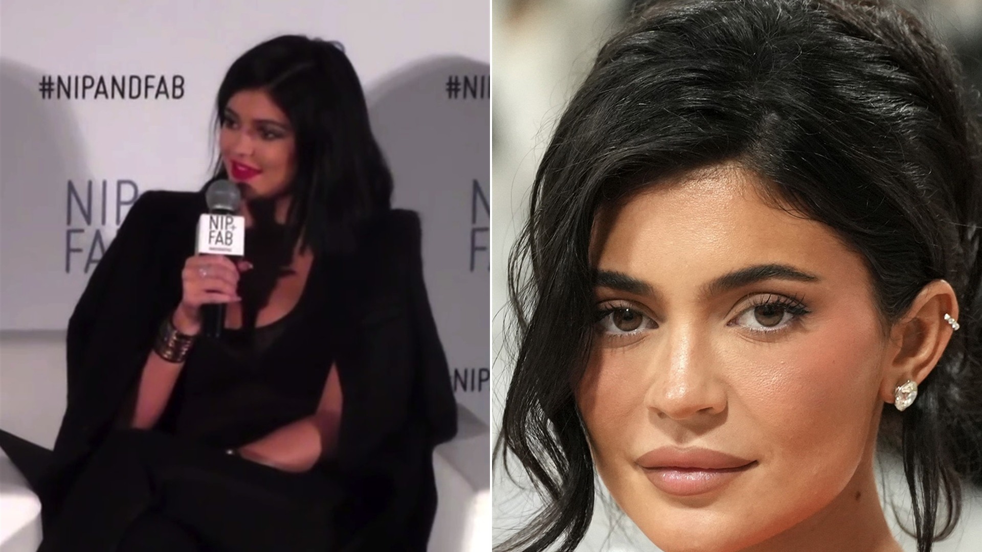 50/50 split comparison of Kylie Jenner in 2015 and in recent years