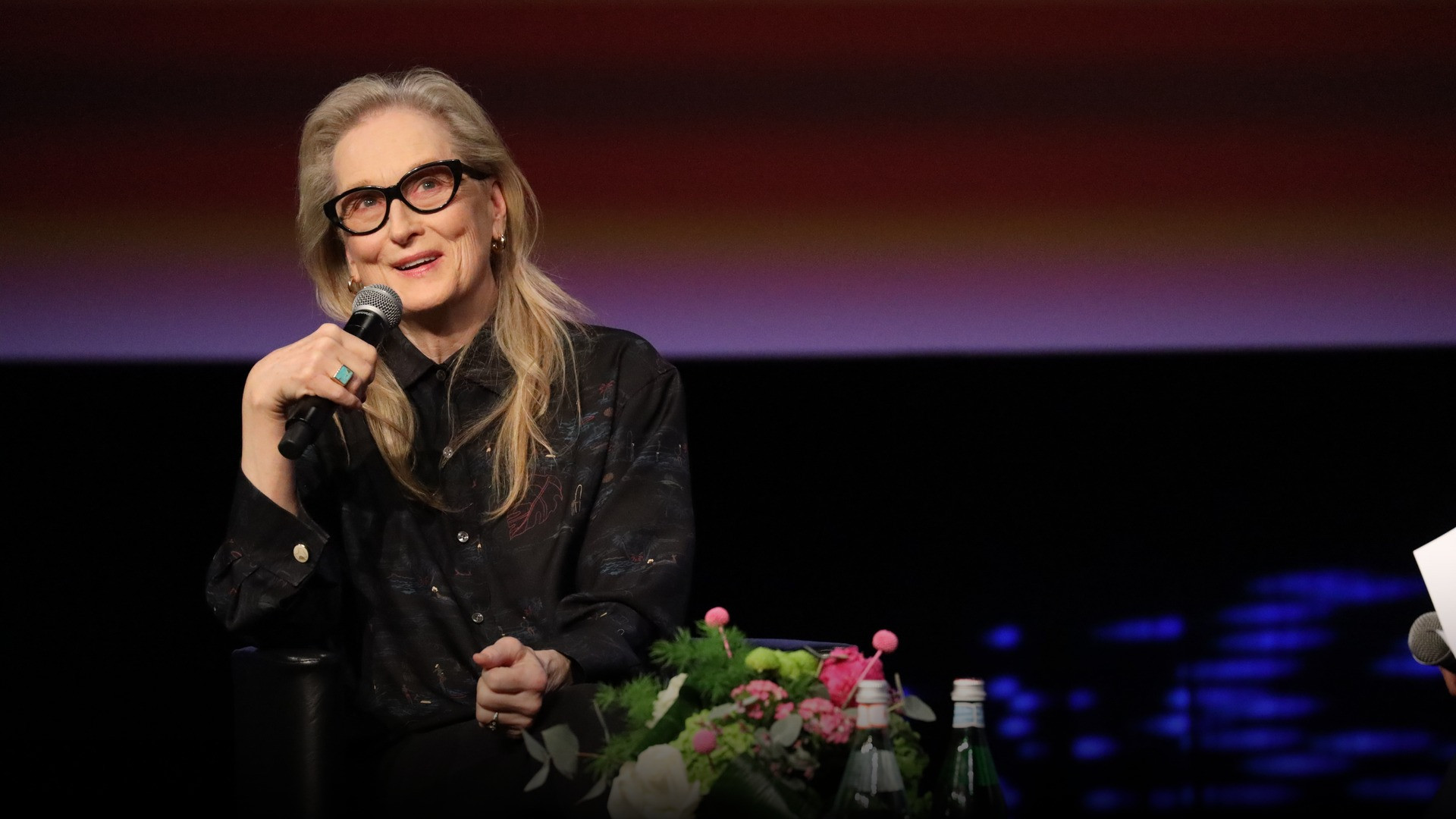 High-resolution portrait photograph of Meryl Streep celebrating academic achievement.