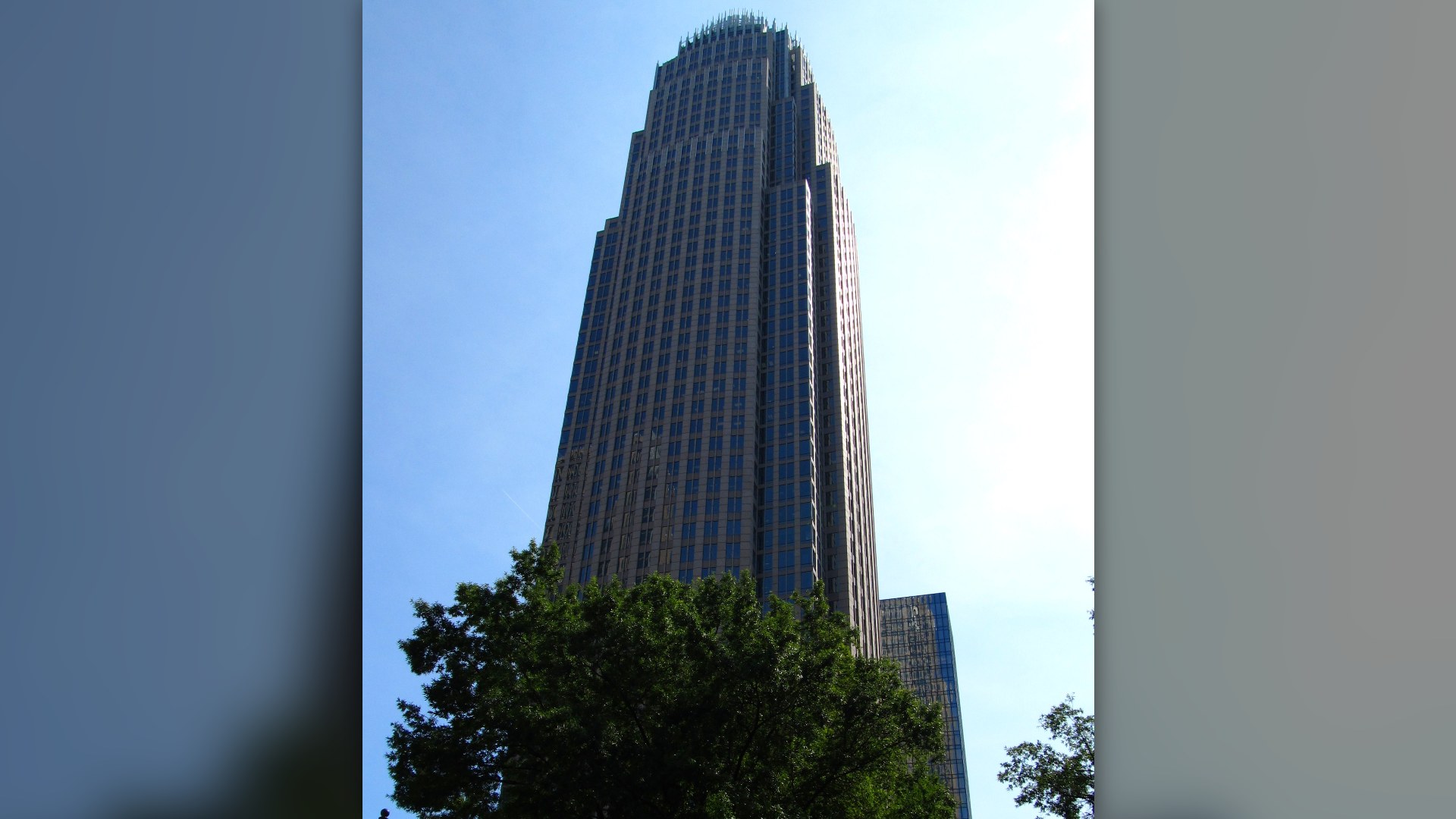 Towering financial skyscrapers in Uptown Charlotte, North Carolina.
