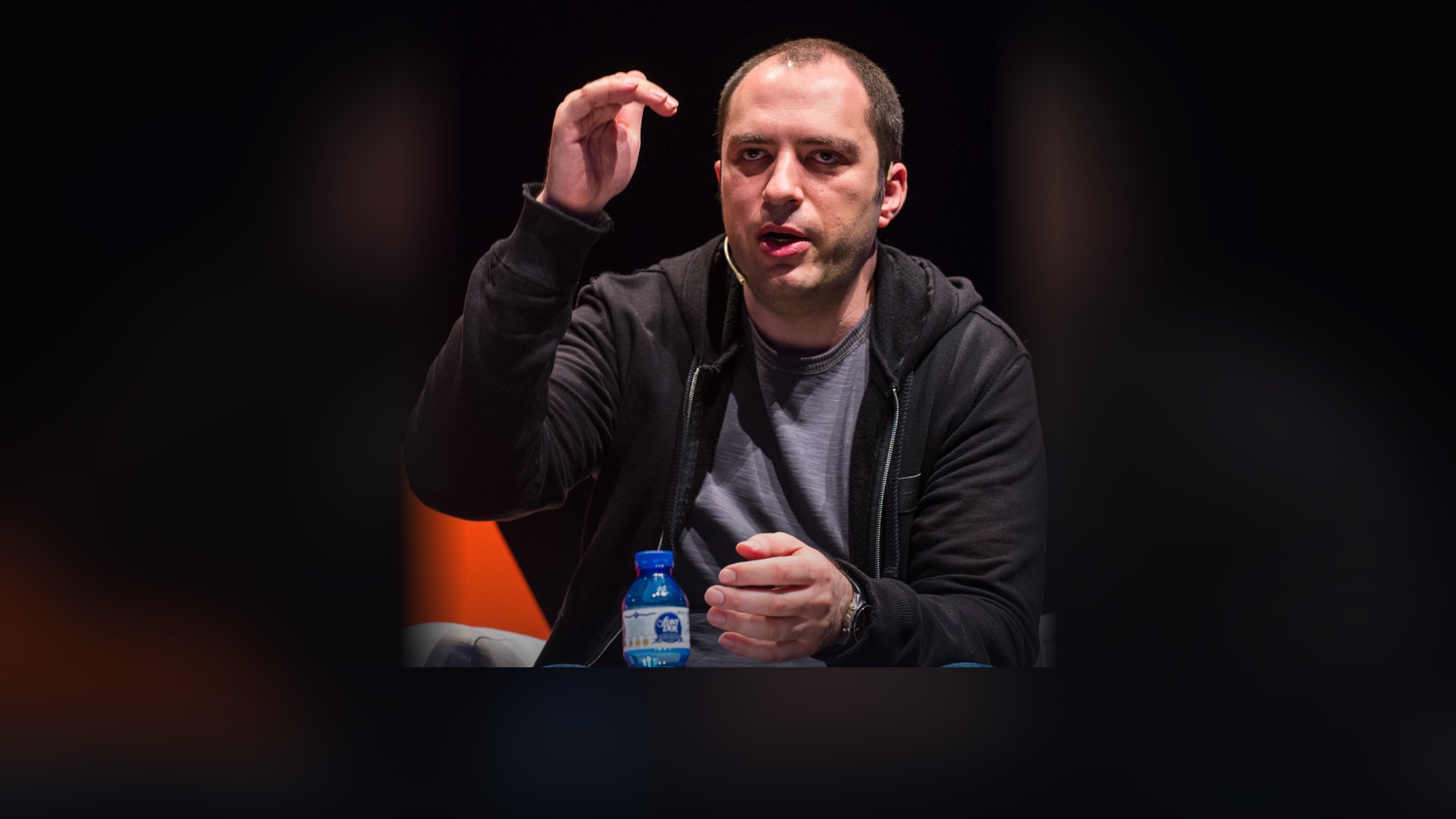 Jan Koum speaking on stage at Mobile World Congress 4YFN.