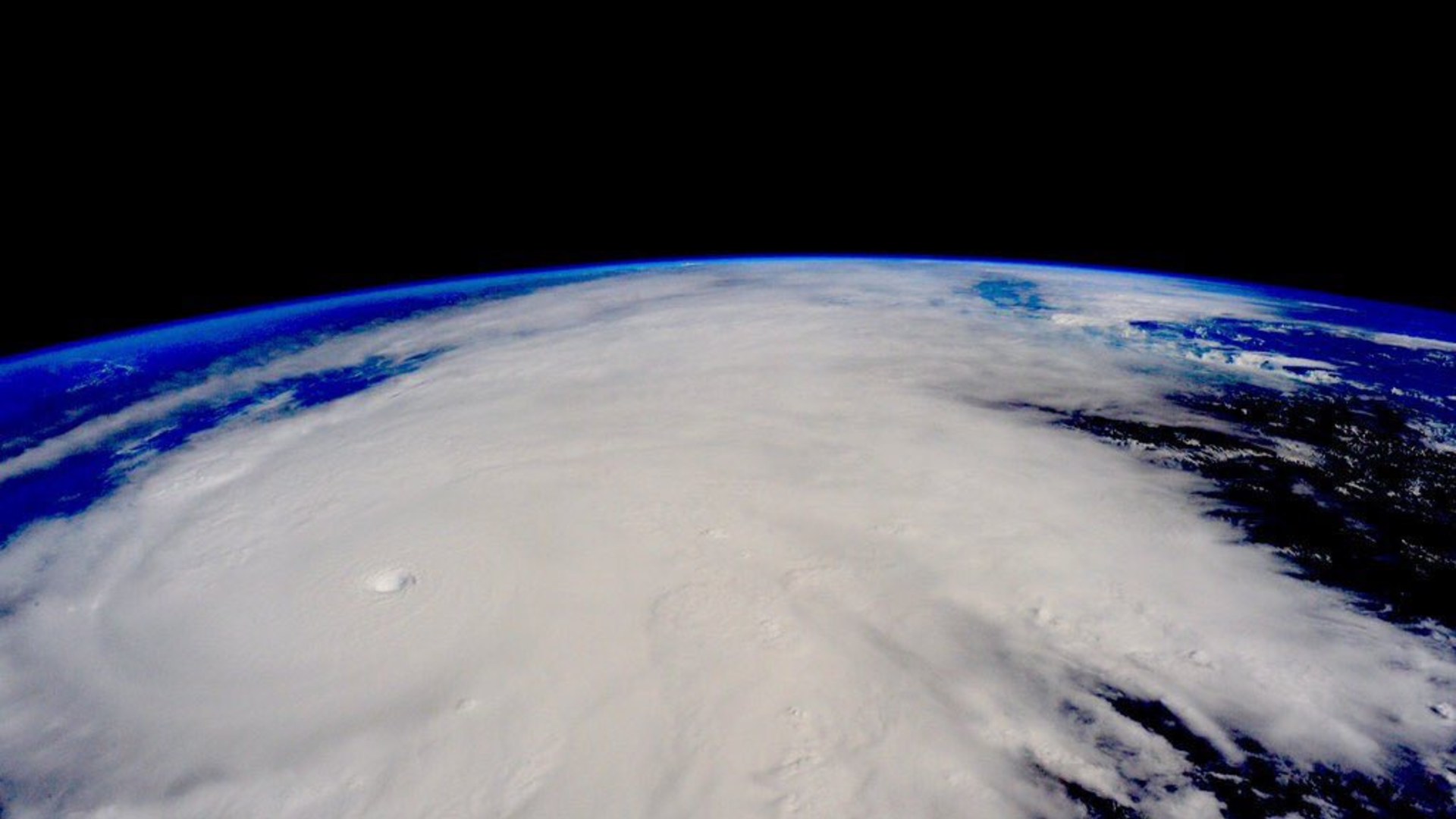 Wide-angle photograph of Hurricane Patricia at peak intensity taken from the ISS by Astronaut Scott Kelly on October 23, 2015.